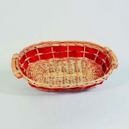 [19626425] Cesto in vimini ovale con manici Naturale Rosso 56x39x h14 cm