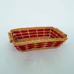 [19626428] Cesto in vimini rettangolare con manici Naturale Rosso 53x39x h14 cm