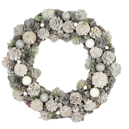 [V6327510000] Coroncina con pigne glitterargento cm ø30