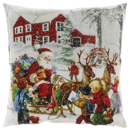 [2005678] Cuscino natalizio con renne e babbo natale 45x45 cm