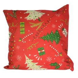 [V6321080000] Cuscino tessuto albero rosso e verde cm43x43