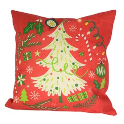 [V6321070000] Cuscino tessuto albero rosso e verde cm43x43