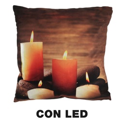 [V6162800000] Cuscino tessuto candele led marrone cm40x40