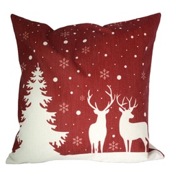 [V6321030000] Cuscino tessuto cervo rosso e bianco cm43x43