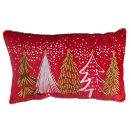 [V6164980000] Cuscino tessuto con alberi rosso cm50x30x12