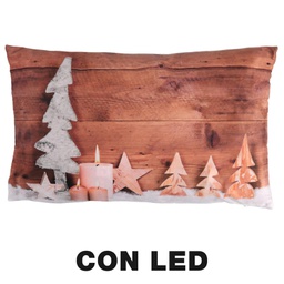 [V6162920000] Cuscino tessuto decorazioni led beige cm30x50