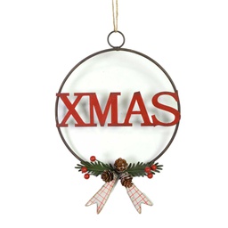 [V6198090000] Decorazione metallo xmas rosso cm18x3x27