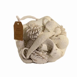 [V5109330000] Decorazione pigne misto bianco in sacchetto cmø19h13