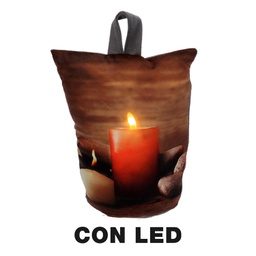 [V6162710000] Fermaporta tessuto candele led marrone cm11h19