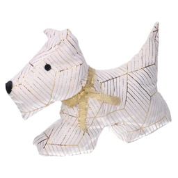 [V6182140000] Fermaporta tessuto cane bianco cm35x5h26