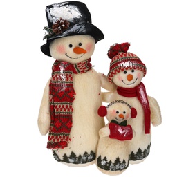 [V6149600000] Fermaporta tessuto famiglia pupazzo di neve bianco cm27x37