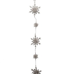 [V6109470000] Festone con fiocchi di neve glitter bianco cm12x156x3,5