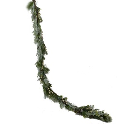 [V6109240000] Festone con pigne e bacche bianco brinato cm34h165