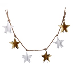 [V6355040000] Festone stella metallo bianco e oro cm 135x13x13