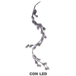 [V6093950000] Festone verde innevato con 44 led cm180h20