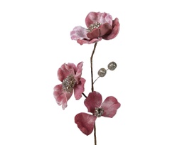[20102572] Fiore di velluto con brillantini L 10 x P 10 x H 56 cm