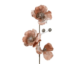 [20102571] Fiore di velluto con brillantini L 10 x P 10 x H 56 cm