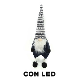 [V6193340000] Gnomo tessuto con led grigio cm23x18h70
