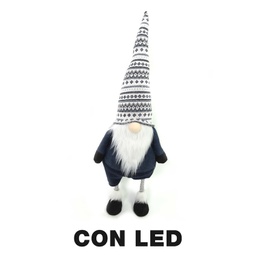 [V6193380000] Gnomo tessuto con led grigio cm30x22h85