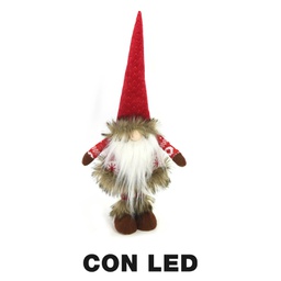 [V6193440000] Gnomo tessuto con led rosso cm15x11h45