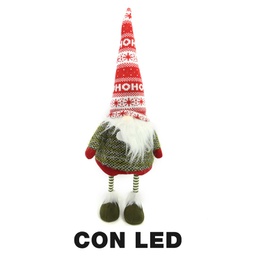 [V6193290000] Gnomo tessuto con led rosso cm18x15h55