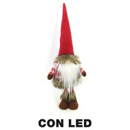 [V6193470000] Gnomo tessuto con led rosso cm19x14h56