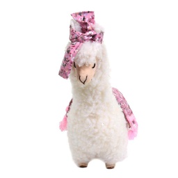 [V8530280000] Lama bianco con fiocco fiorellini rosa cm22x11h33