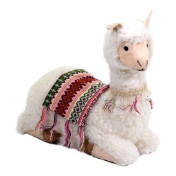 [V8530290000] Lama bianco seduto con campanellini cm37,5x17h37