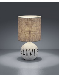 [TRIOR50661025] Lampada Da Tavolo Esna Ceramica &quot;LOVE&quot; E Paralume Cappuccino Ø16 cm Trio Lighting