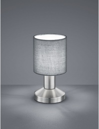 [TRIO595400111] Lampada Da Tavolo Garda Nichel E Tessuto Grigio Ø9 cm Trio Lighting