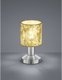 [TRIO595400179] Lampada Da Tavolo Garda Nichel E Tessuto Oro Ø9 cm Trio Lighting