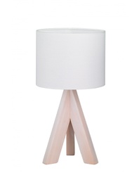 [TRIOR50741001] Lampada Da Tavolo Ging Treppiede Legno E Tessuto Bianco Ø17 cm Trio Lighting