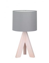 [TRIOR50741042] Lampada Da Tavolo Ging Treppiede Legno E Tessuto Grigio Ø17 cm Trio Lighting