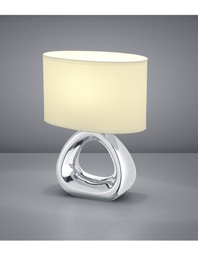 [TRIOR50841089] Lampada Da Tavolo Gizeh Ceramica Argento E Tessuto Bianco L24 cm Trio Lighting