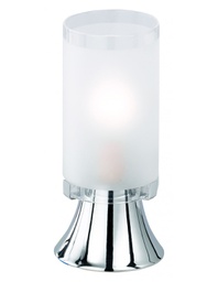 [TRIOR50041001] Lampada Da Tavolo Moderna Cromo E Vetro Bianco Tube Ø7 cm Trio Lighting