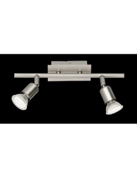 [TRIOR82942107] Lampada Soffitto 2 Faretti Spot GU10 Orientabili Nimes Nichel Trio Lighting