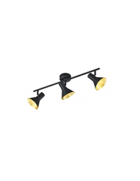 [TRIOR80163002] Lampada Soffitto 3 Faretti Spot E14 Nina Nero e Oro Trio Lighting