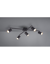 [TRIO612400532] Lampada Soffitto 5 Faretti Spot Orientabili Marley Nero Trio Lighting