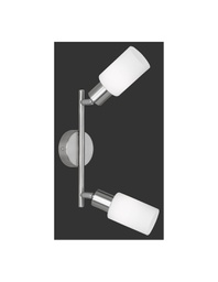 [TRIOR80012007] Lampada Soffitto Nichel 2 Spot Paralume Vetro Orientabili Mars Trio Lighting