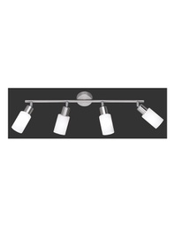 [TRIOR80014007] Lampada Soffitto Nichel 4 Faretti Spot Orientabili Paralume Vetro Mars Trio Lighting