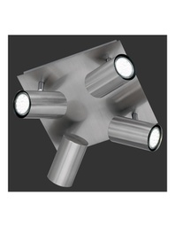 [TRIO802430407] Lampada Soffitto Quadrata 4 Faretti Orientabili Marley Nichel Trio Lighting