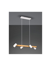 [TRIO312490431] Lampada Sospensione Lineare Legno 4 Spot Cilindrici Orientabili Bianco Marley Trio Lighting