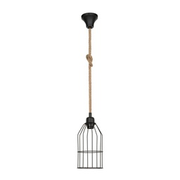 [EFFEZ95884] Lampada a sospensione Halat ASZ0549 in metallo nero e corda EFFEZ