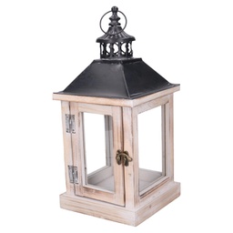 [V3724360000] Lanterna legno sbiancato rettangolare cm 17x17h37