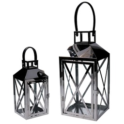 [V3726540000] Lanterna metallo 1-2 argento quadro cm19x19h42