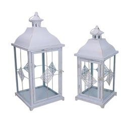 [V3726080000] Lanterna metallo 1-2 bianco opaco dorato quadro cm22x22h51