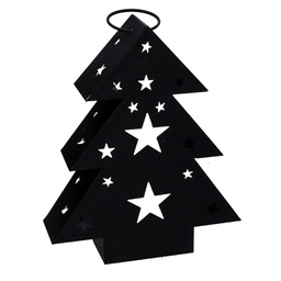[V3725120000] Lanterna metallo albero nero cm27x7,5h32,5