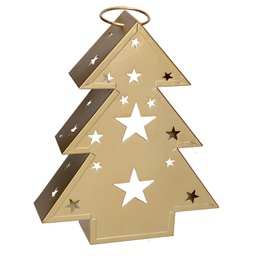 [V3725100000] Lanterna metallo albero oro cm27x7,5h32,5