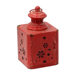 [V6061430000] Lanterna metallo rosso albero quadro cm13x13h22,5