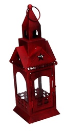 [V3726460000] Lanterna metallo rosso quadro cm9,5x9,5h30